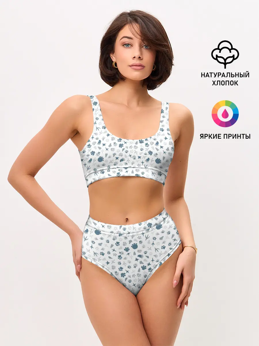 Женские топ и трусы / Отпечатки лап животных