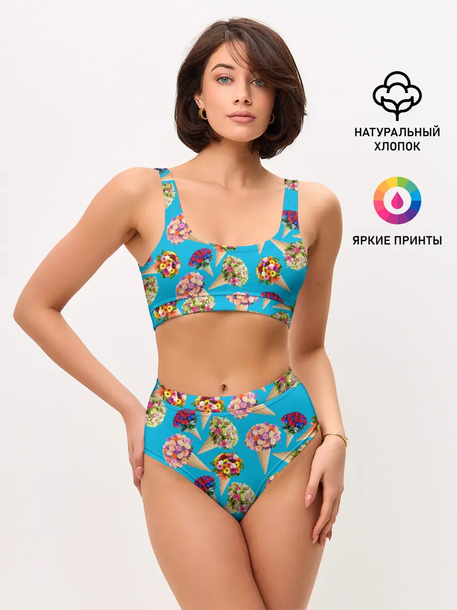 Женские топ и трусы / Рожок цветов
