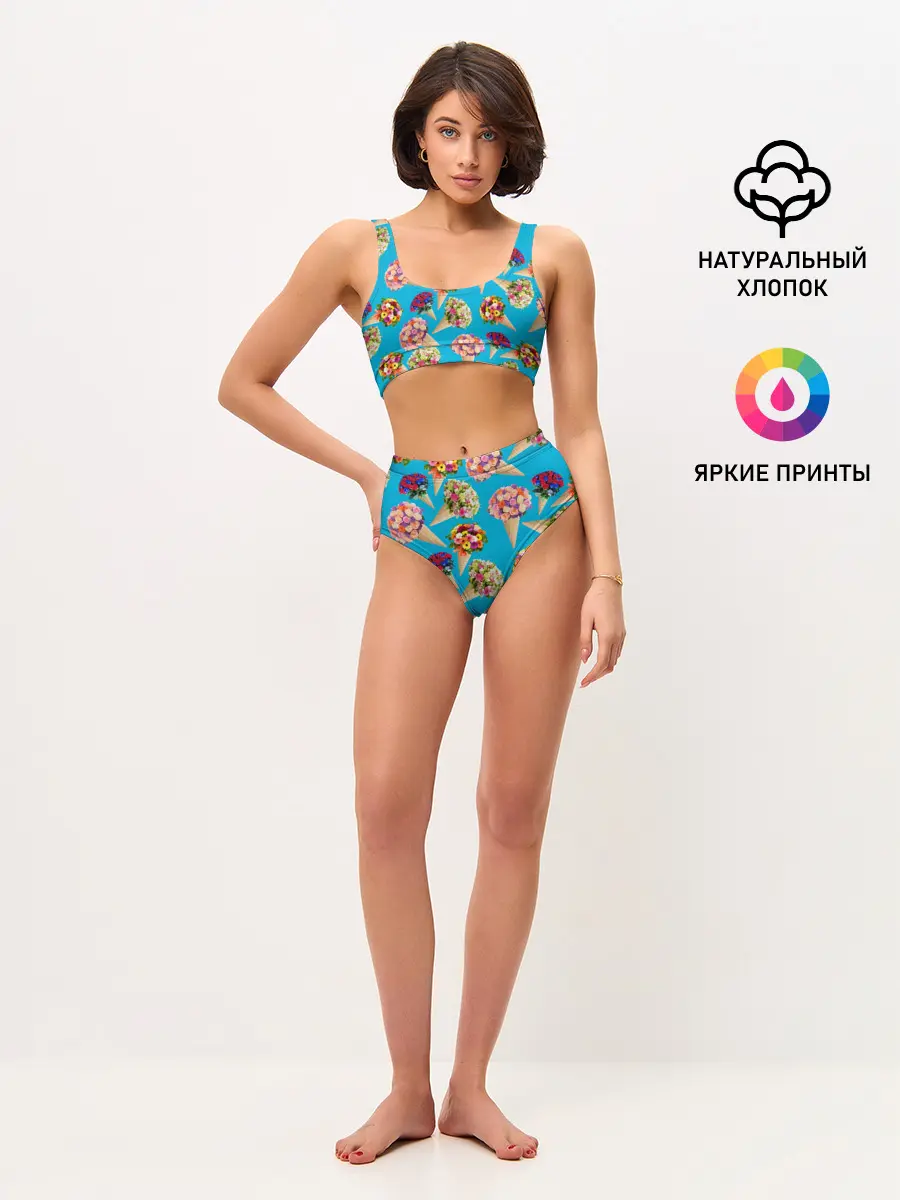 Женские топ и трусы / Рожок цветов