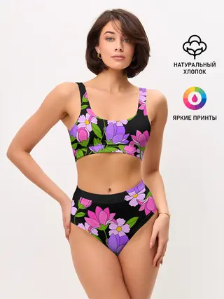 Женские топ и трусы / Ночные цветы