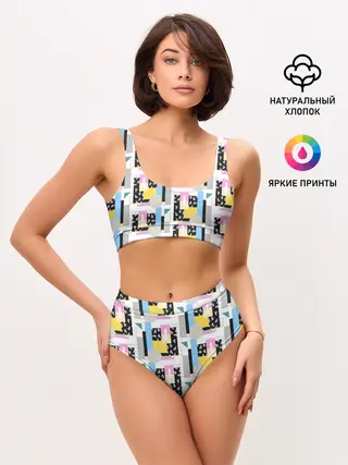 Женские топ и трусы / Memphis style geometry