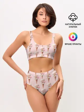Женские топ и трусы / Мороженное | Кошечки