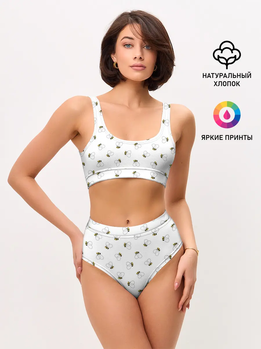 Женские топ и трусы / Пчелиный Узор