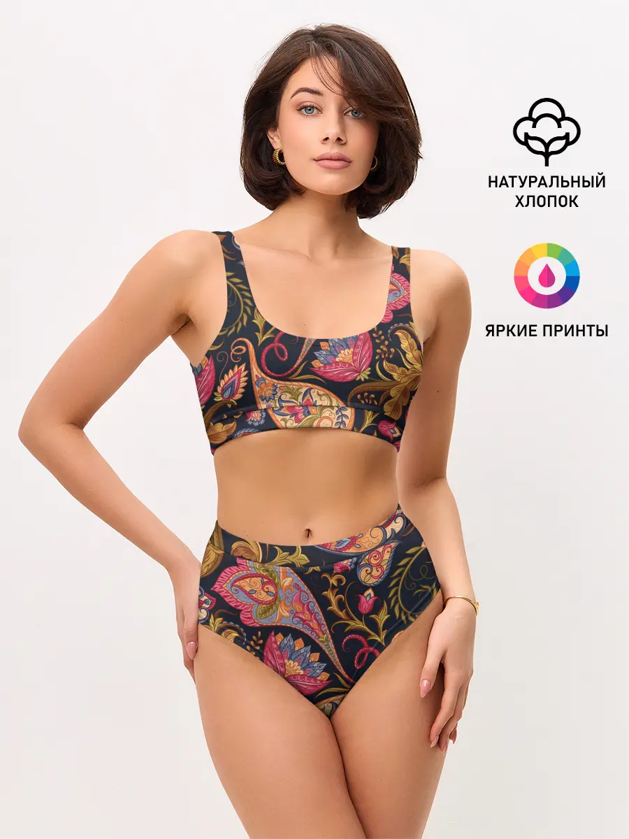 Женские топ и трусы / РОСПИСЬ ЦВЕТАМИ