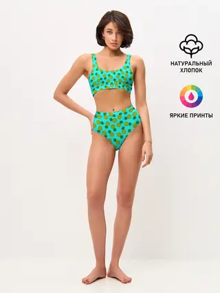Женские топ и трусы / Ананасы аква