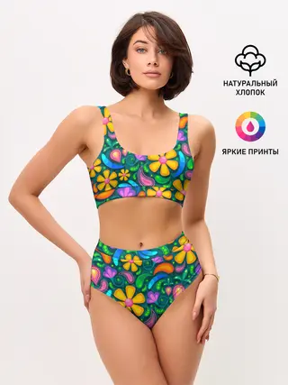 Женские топ и трусы / ЯРКИЕ ЦВЕТЫ
