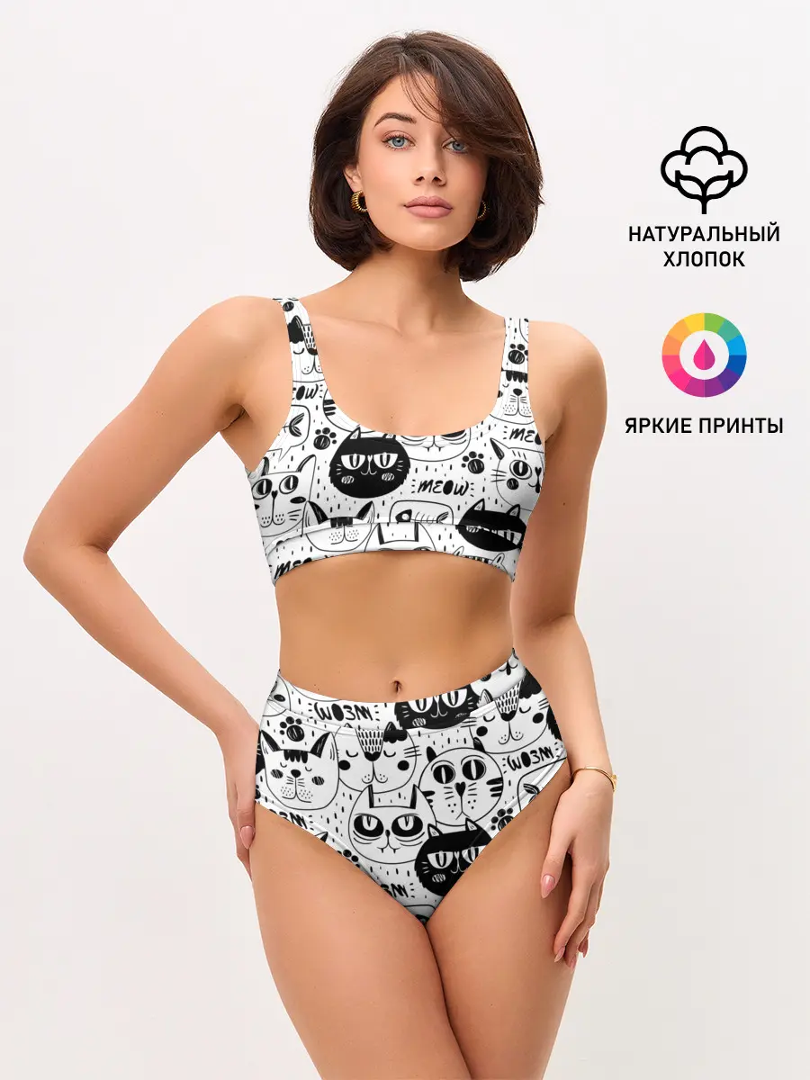Женские топ и трусы / Кошки