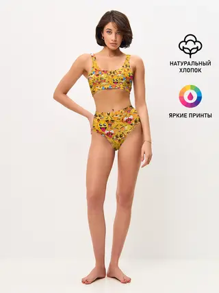 Женские топ и трусы / Ахегао эмодзи паттерн