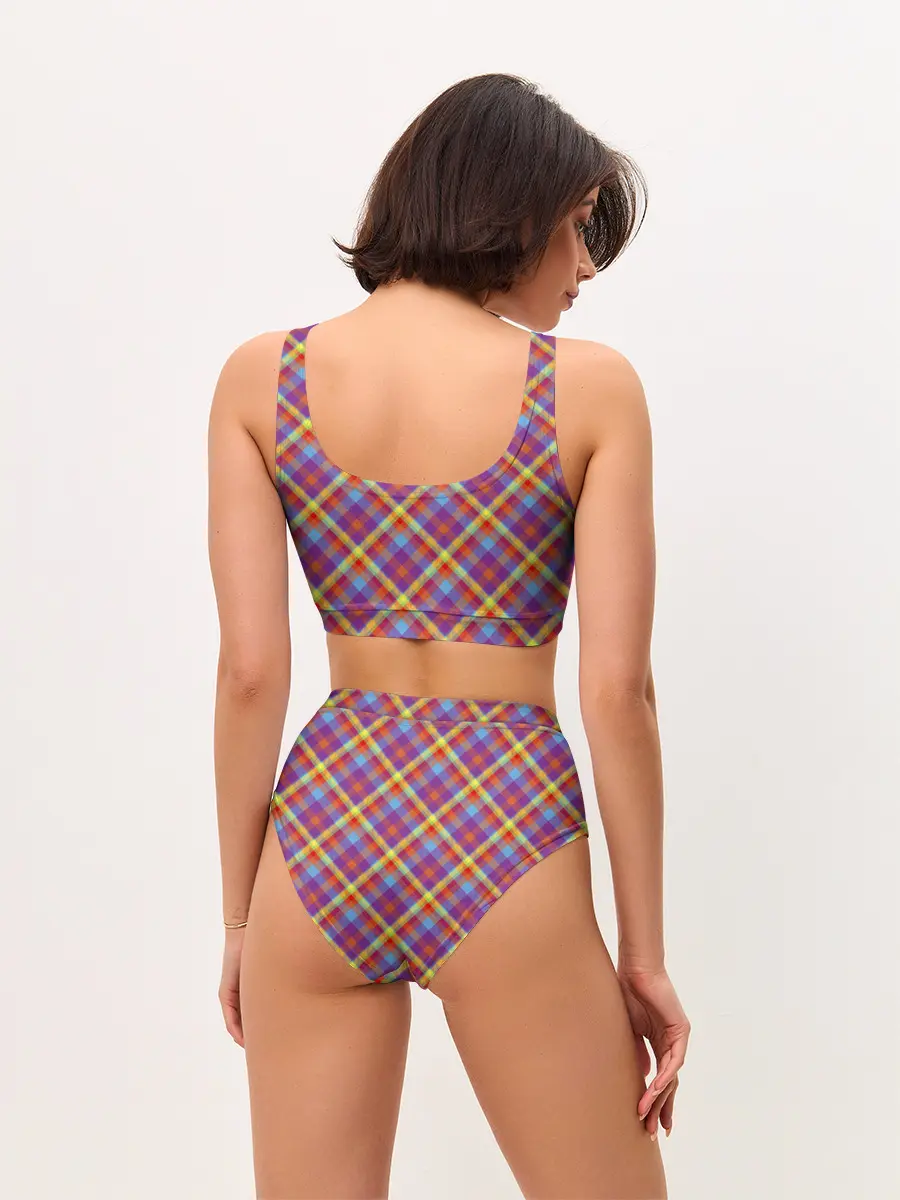 Женские топ и трусы / Клеточный узор
