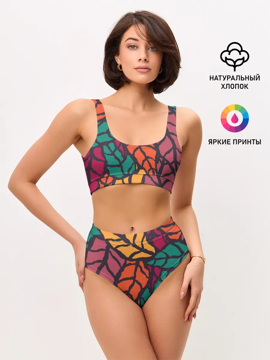 Женские топ и трусы / Листья