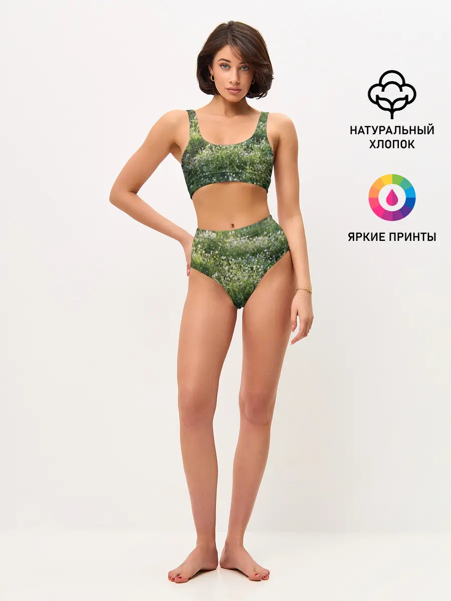 Женские топ и трусы / луг белых колокольциков