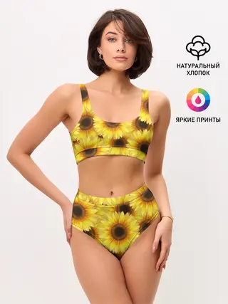 Женские топ и трусы / Подсолнухи в поле