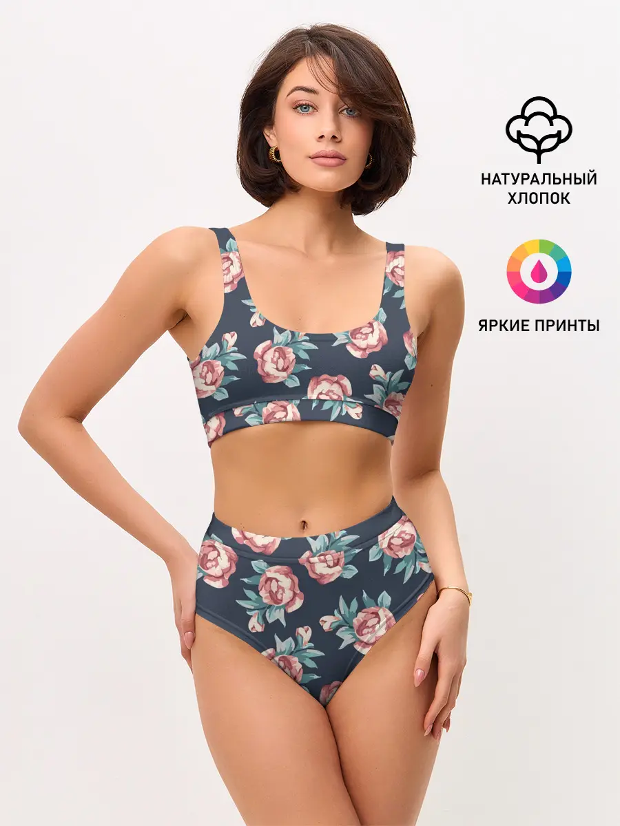 Женские топ и трусы / Розы