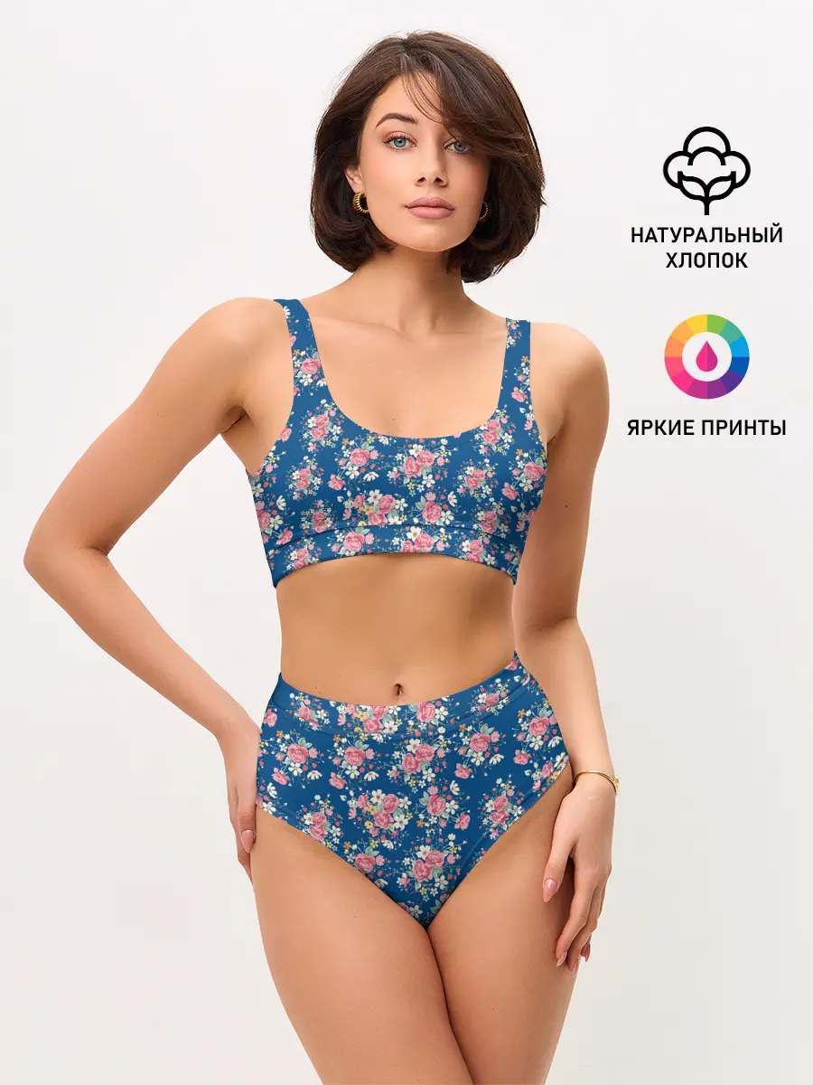Женские топ и трусы / Розы и Ромашки