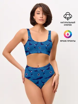 Женские топ и трусы / Подводный мир