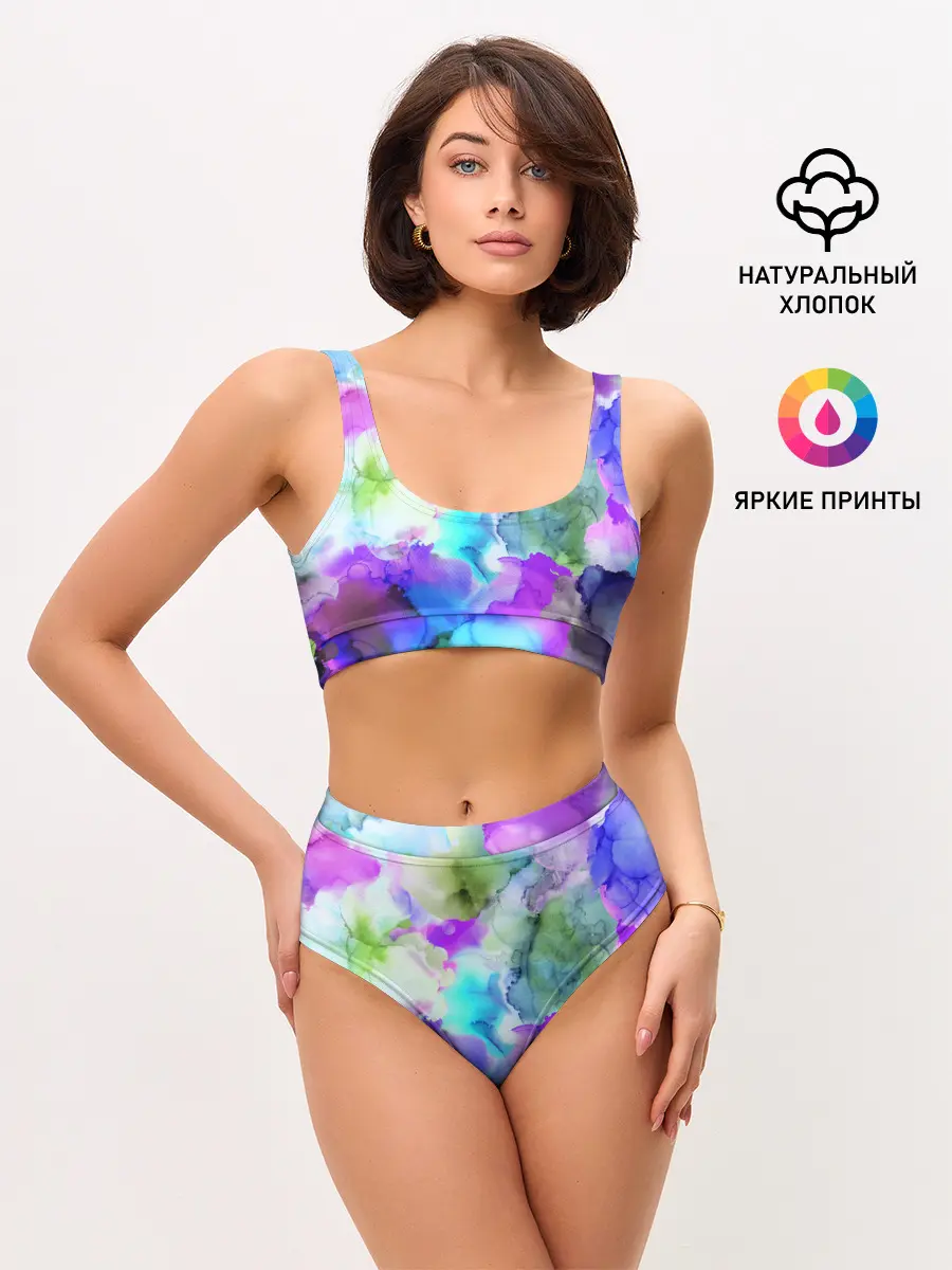 Женские топ и трусы / Акварельная краска