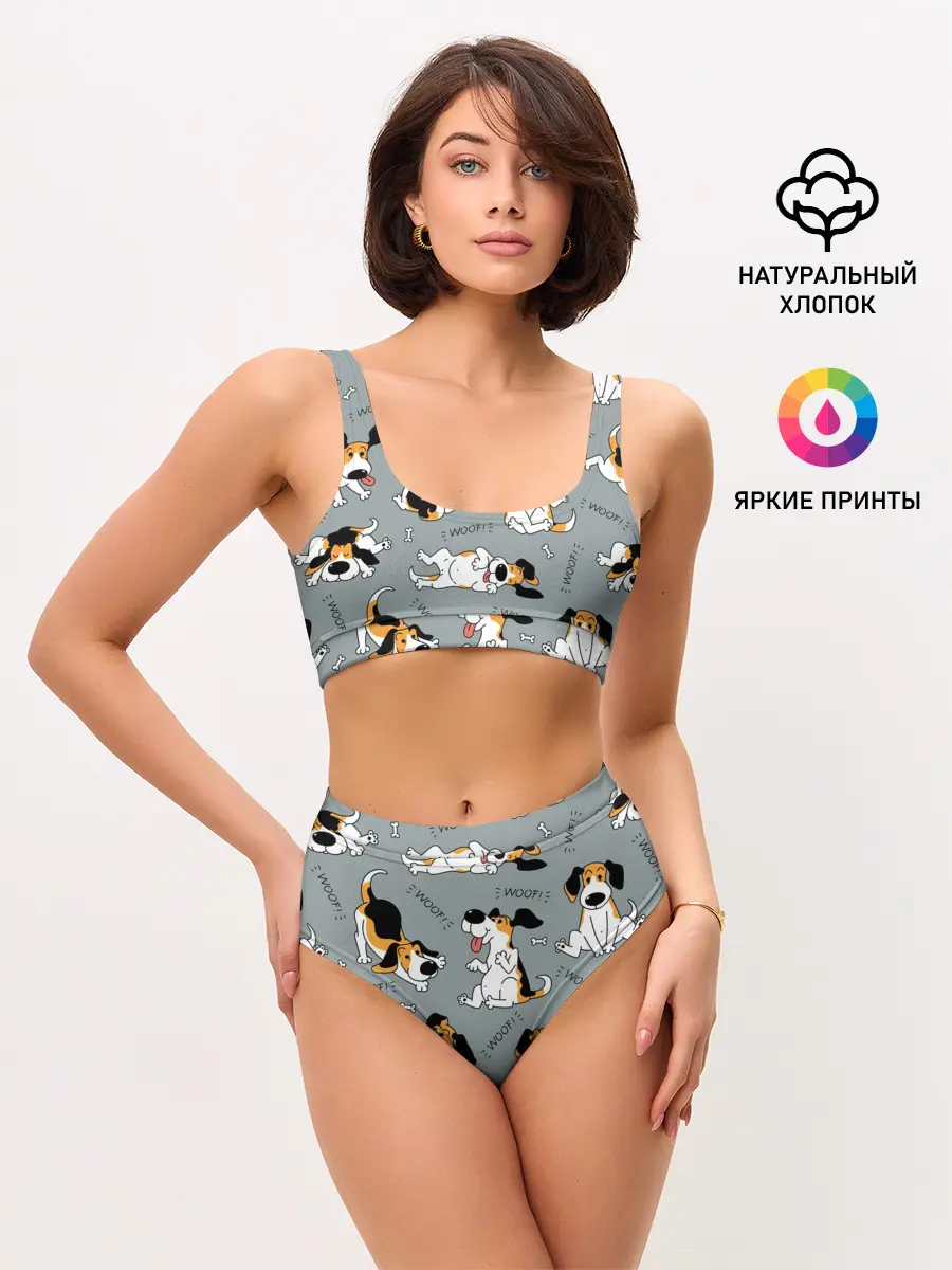 Женские топ и трусы / Собаки Бигли