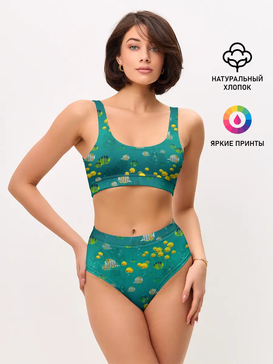 Женские топ и трусы / Подводный мир. Рыбки