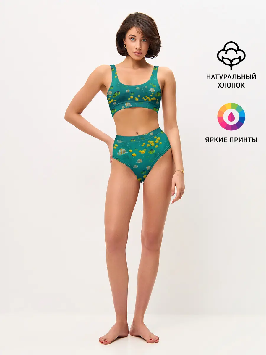 Женские топ и трусы / Подводный мир. Рыбки