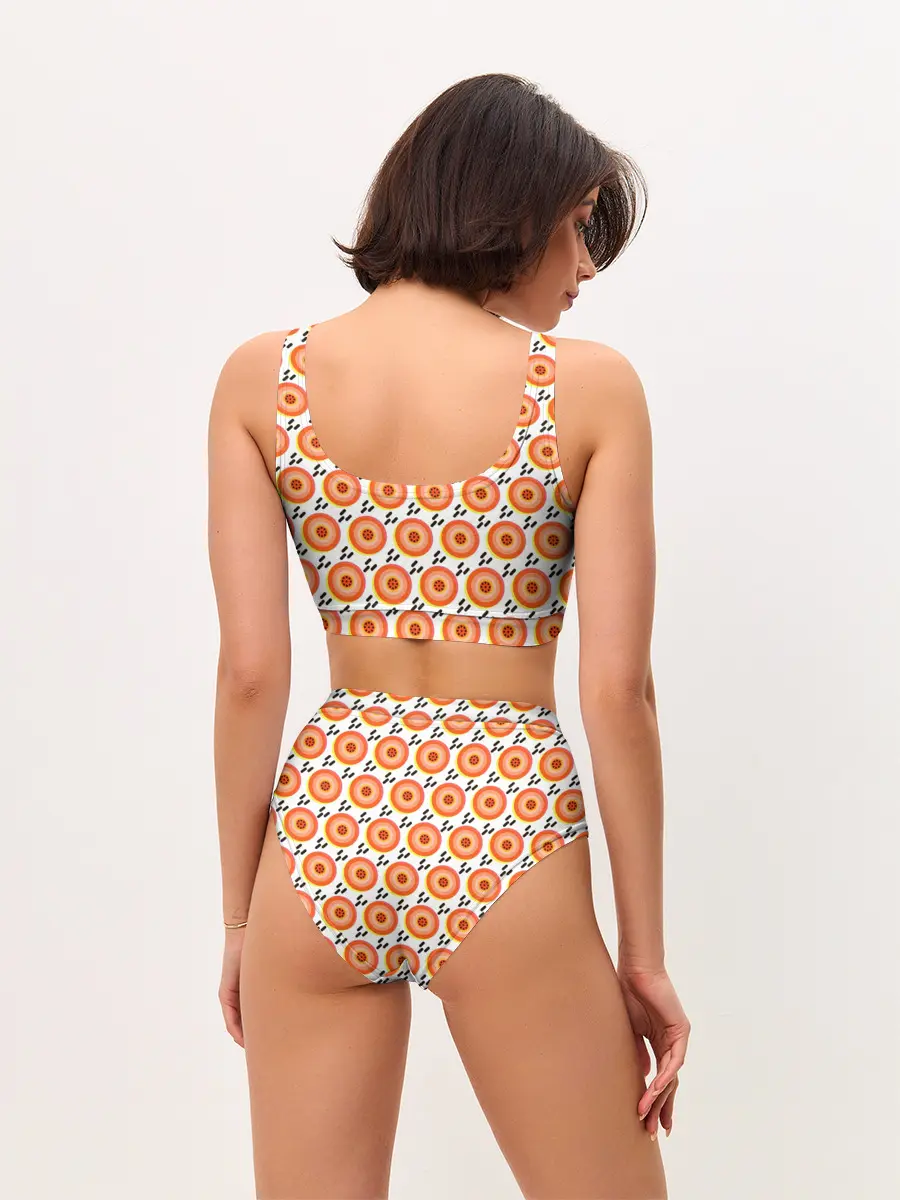 Женские топ и трусы / Поп арт, мишень, диски дождь