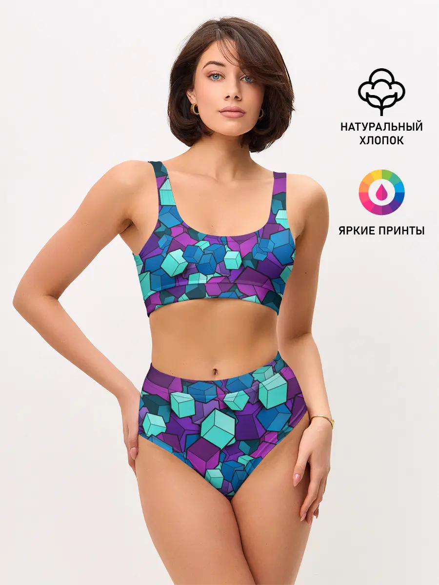 Женские топ и трусы / СИРЕНЕВЫЕ КУБЫ