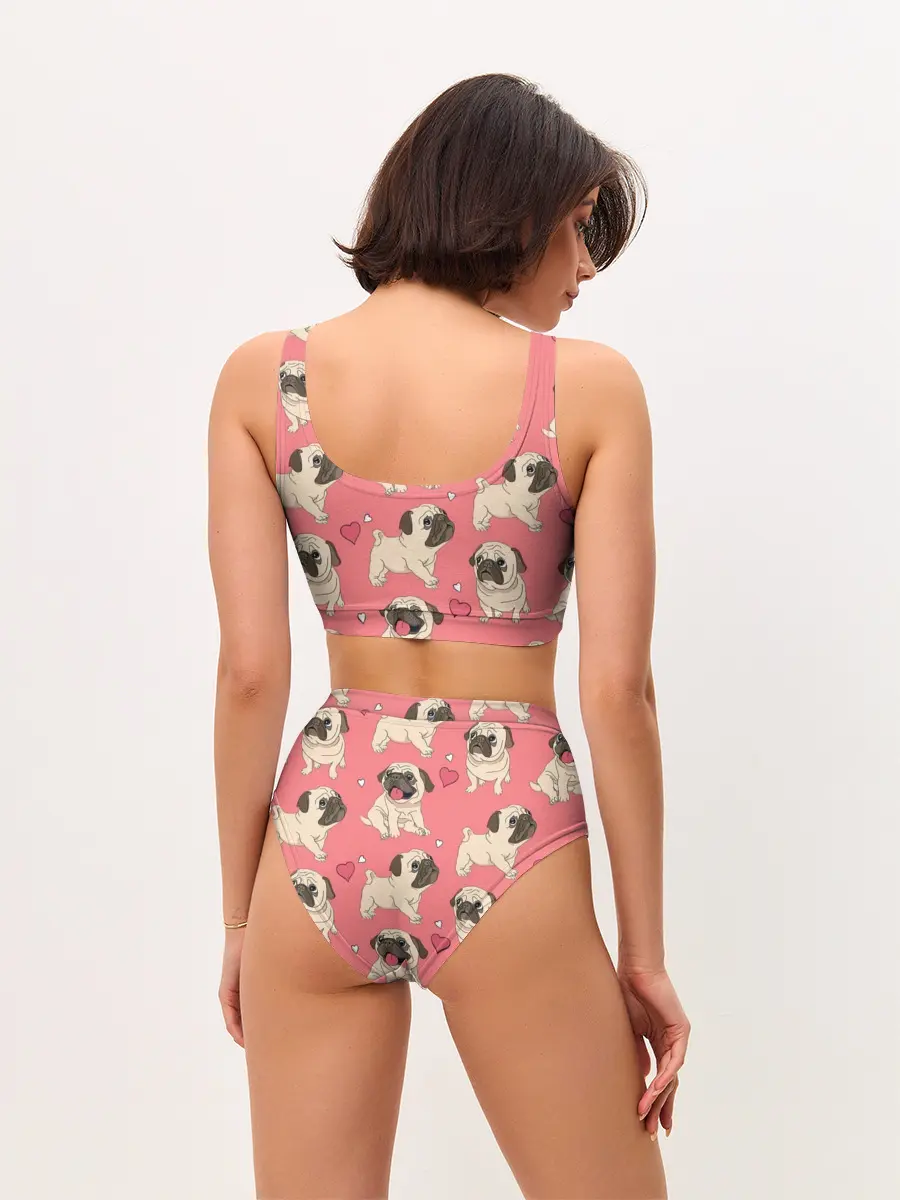 Женские топ и трусы / Мопсики и Сердечки