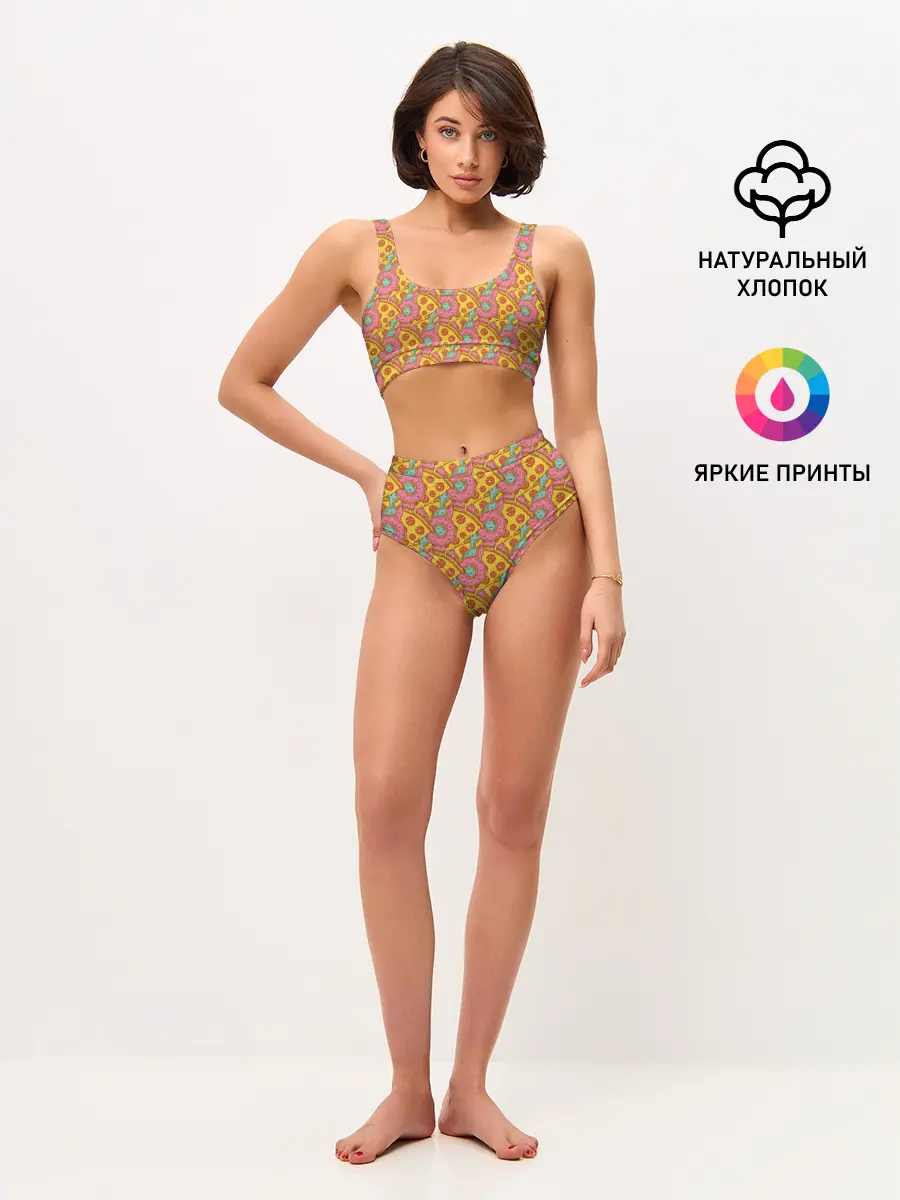 Женские топ и трусы / Пицца и пончики