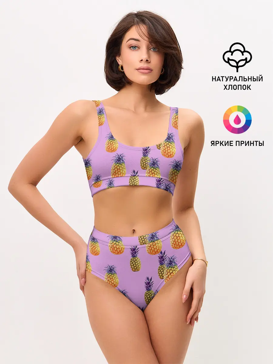 Женские топ и трусы / Ананасы