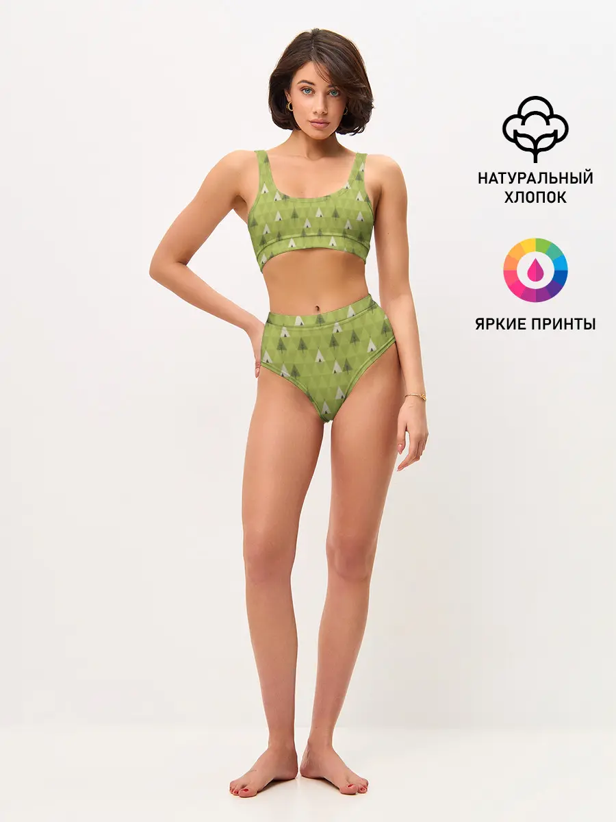 Женские топ и трусы / Лес | Текстура