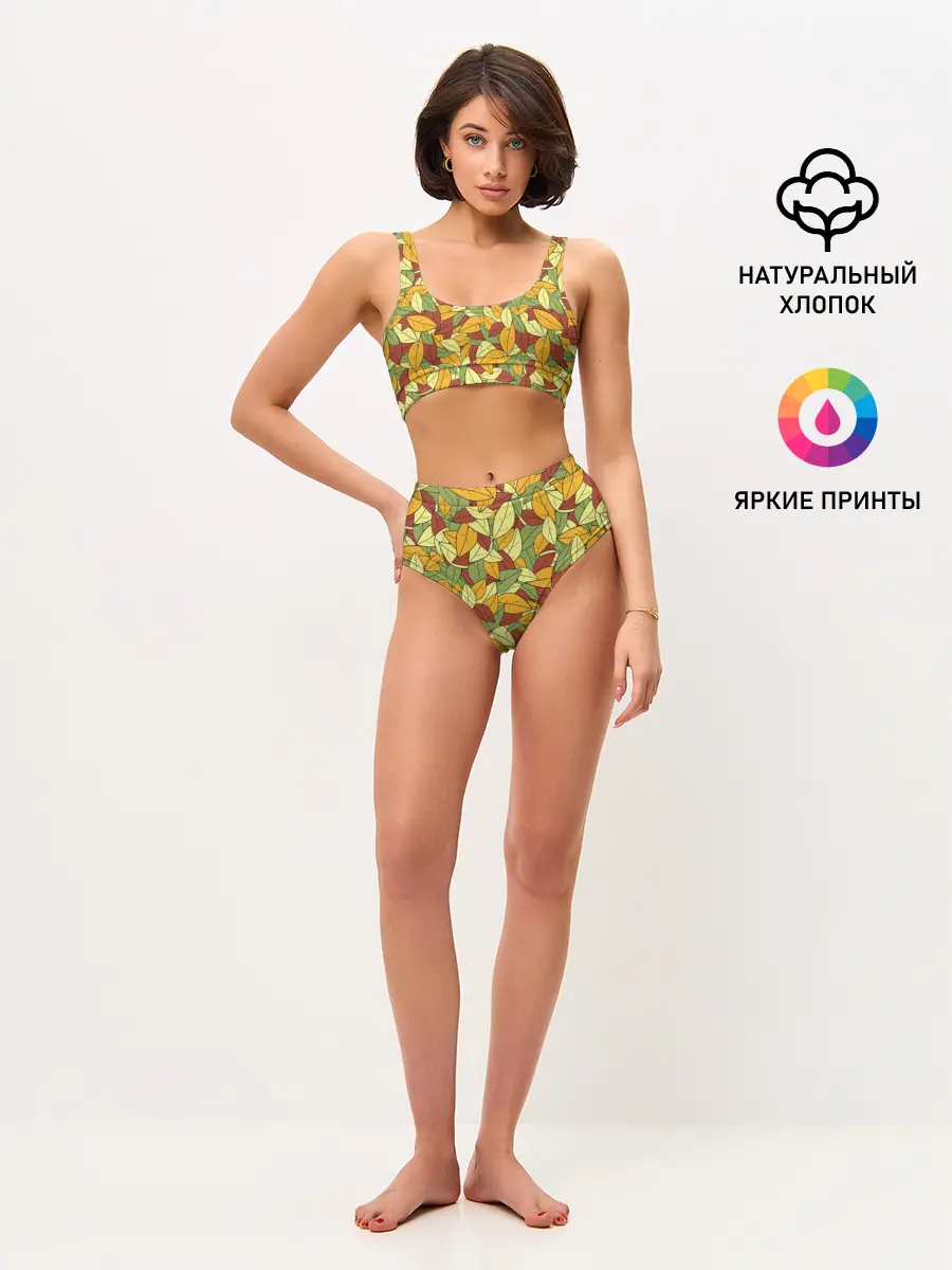 Женские топ и трусы / Яркие осенние листья