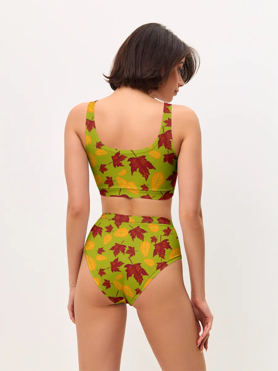 Женские топ и трусы / осенние листья клён и дуб