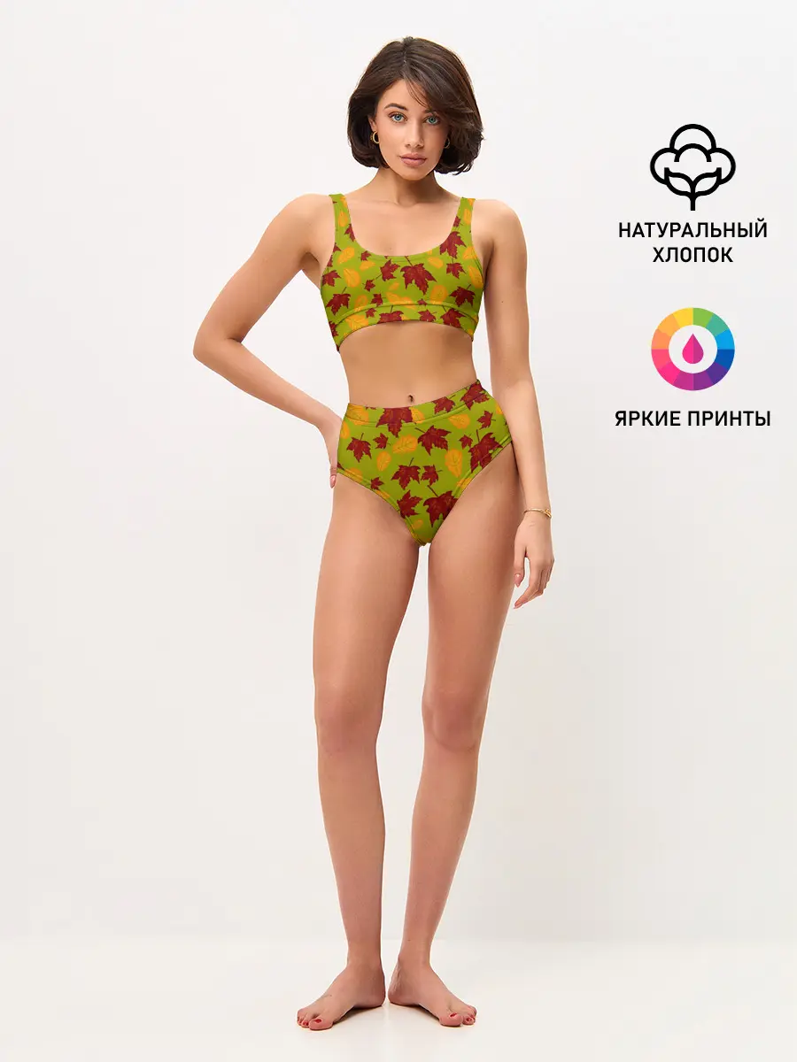 Женские топ и трусы / осенние листья клён и дуб