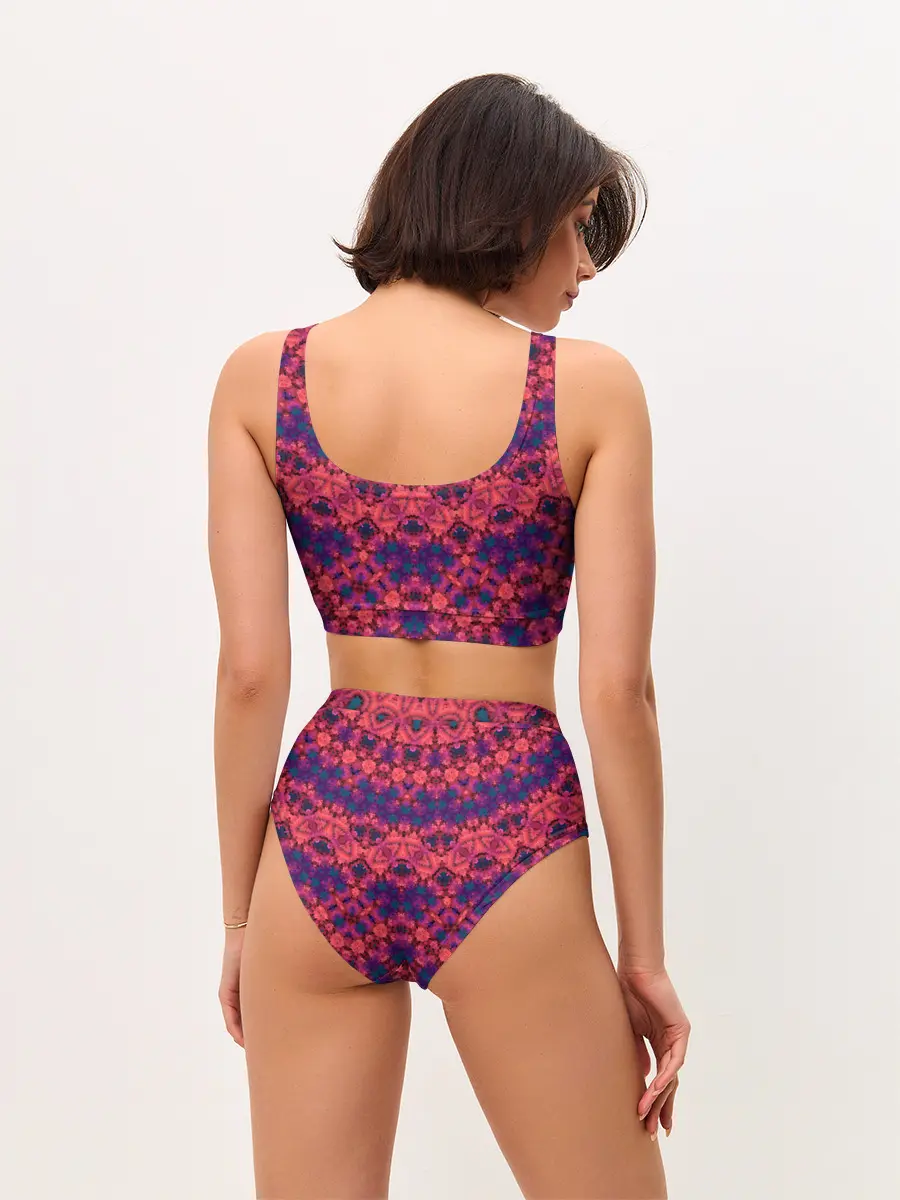 Женские топ и трусы / Круглый красный орнамент