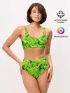 Женские топ и трусы / Ярко-зеленый абстрактный узор