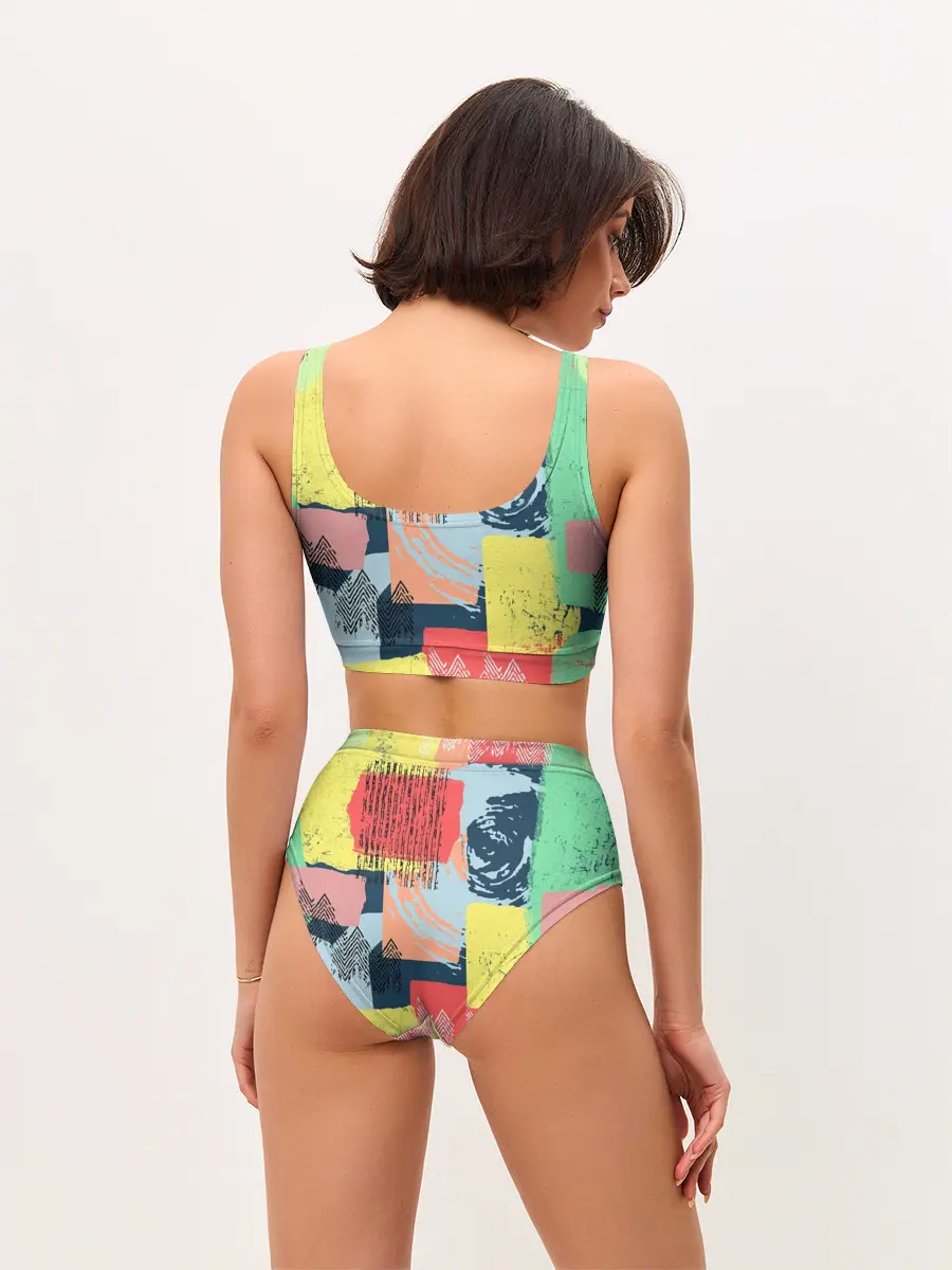 Женские топ и трусы / Желто-зеленый тай-дай