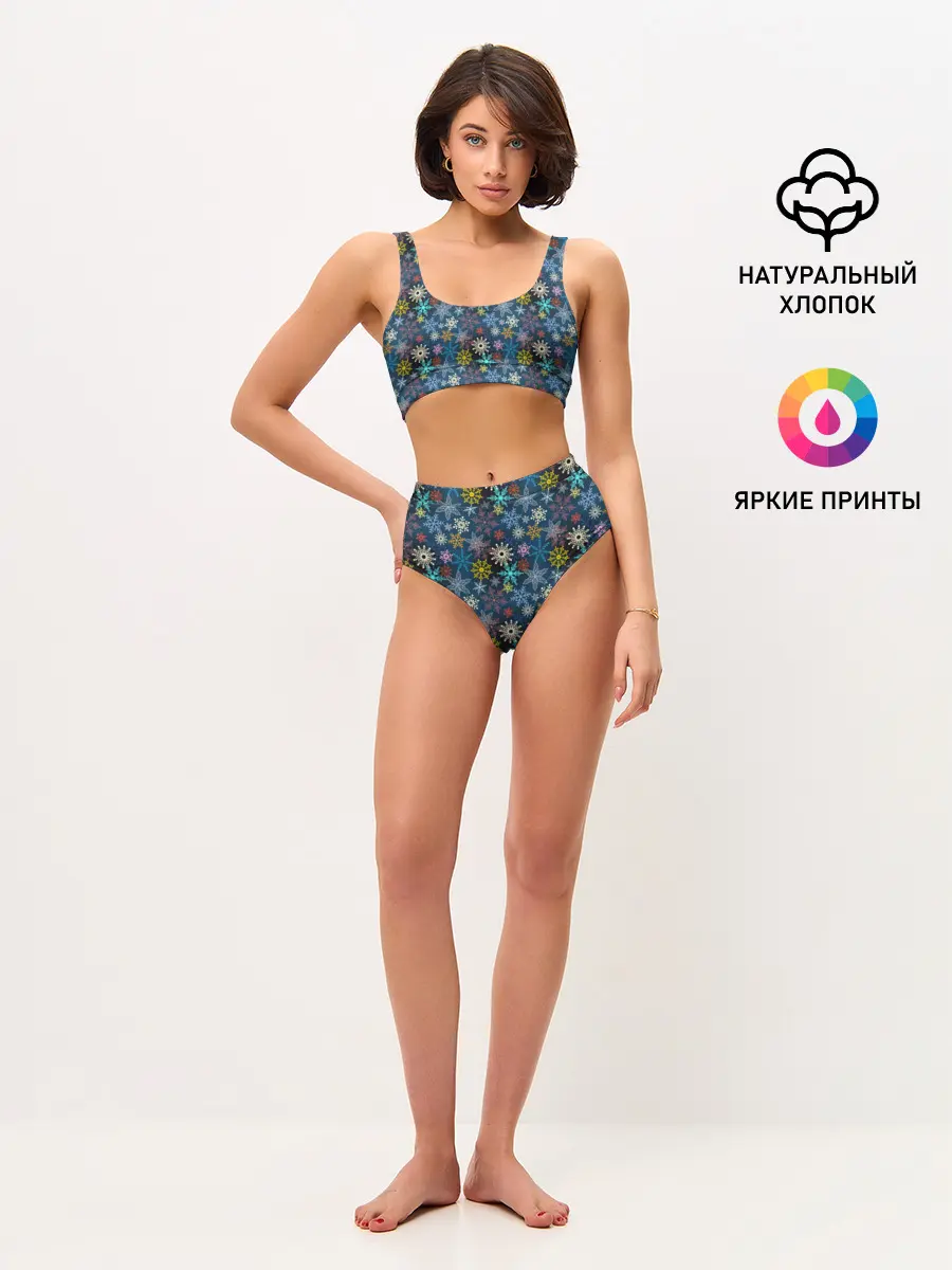 Женские топ и трусы / Красочные Снежинки