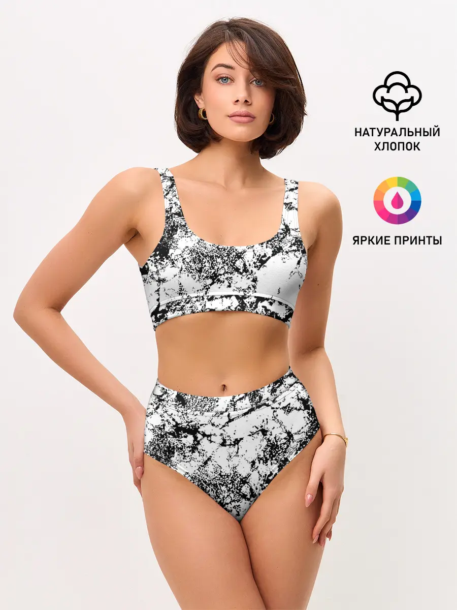 Женские топ и трусы / Эффект линогравюры