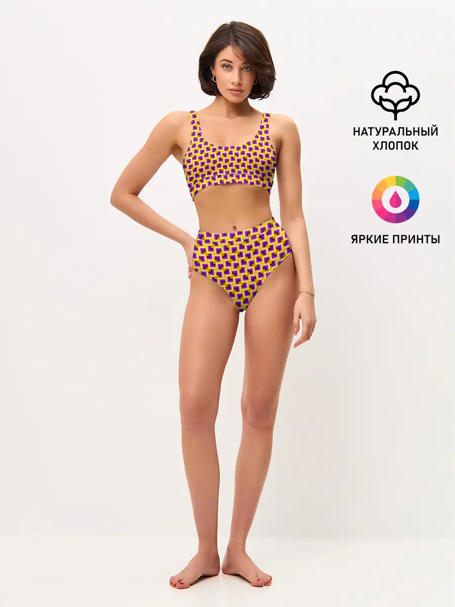 Женские топ и трусы / Фон с квадратами