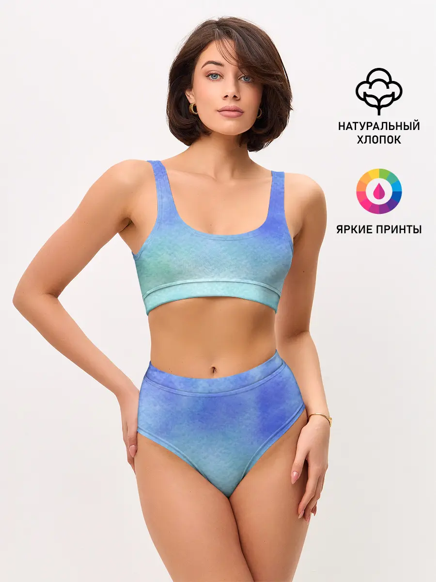 Женские топ и трусы / Небесная синева