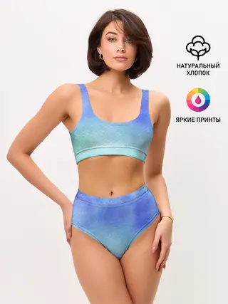 Женские топ и трусы / Небесная синева