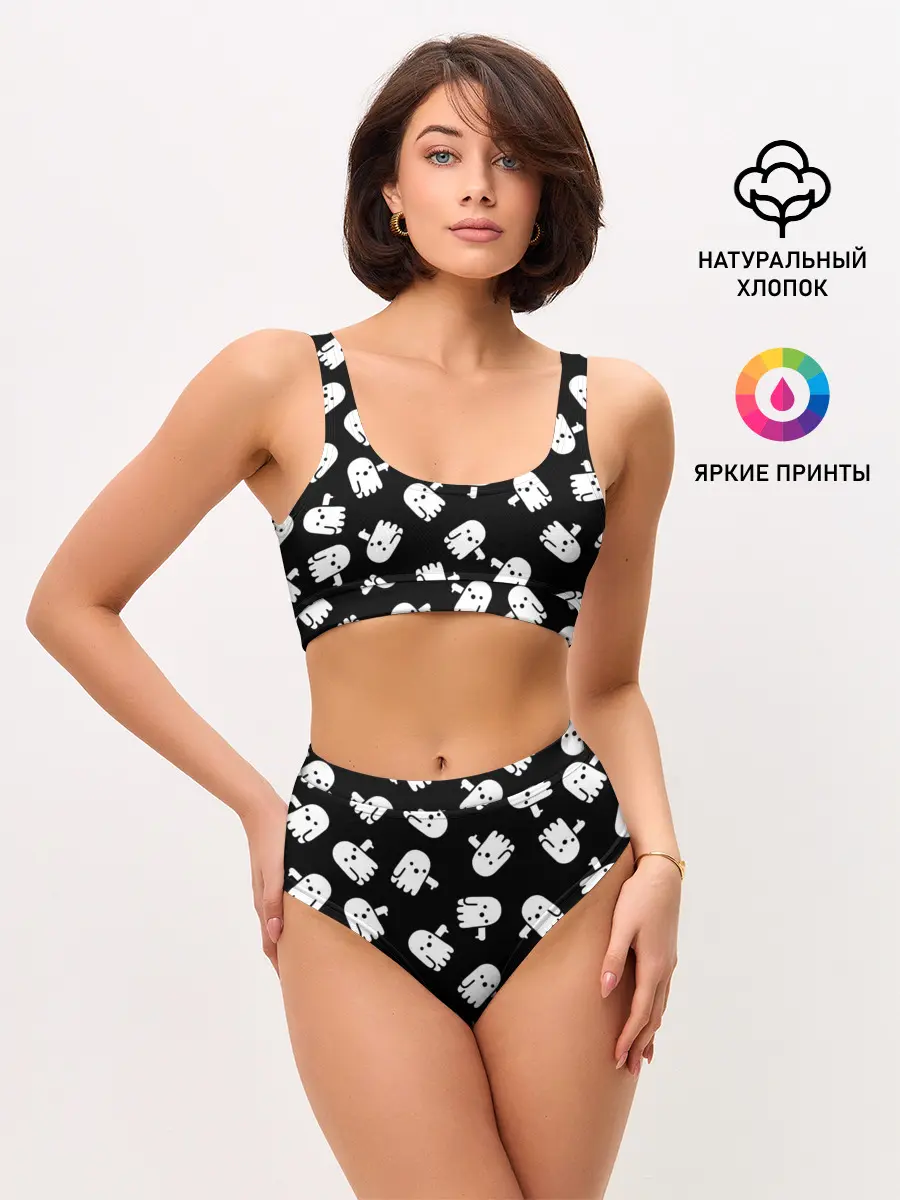 Женские топ и трусы / ПРИВИДЕНИЯ УЗОР / HALLOWEEN