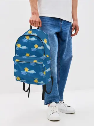 Рюкзак джинсовый / Облака и солнце