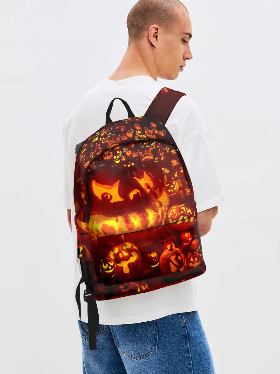 Рюкзак джинсовый / Тыквы на Хэллоуин