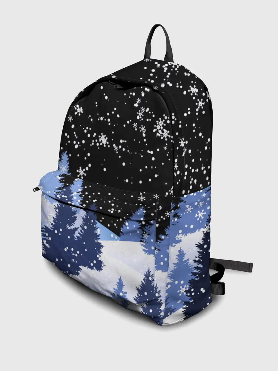 Рюкзак джинсовый / Снежная ночь в зимнем лесу