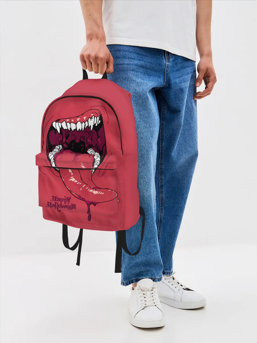 Рюкзак джинсовый / Пасть красного хищника