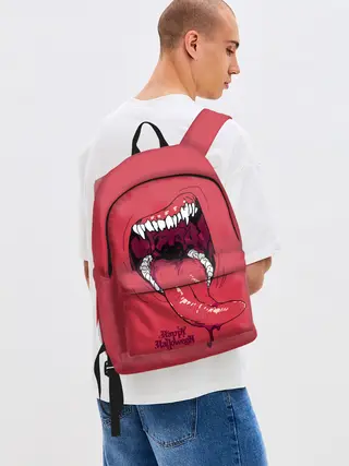 Рюкзак джинсовый / Пасть красного хищника