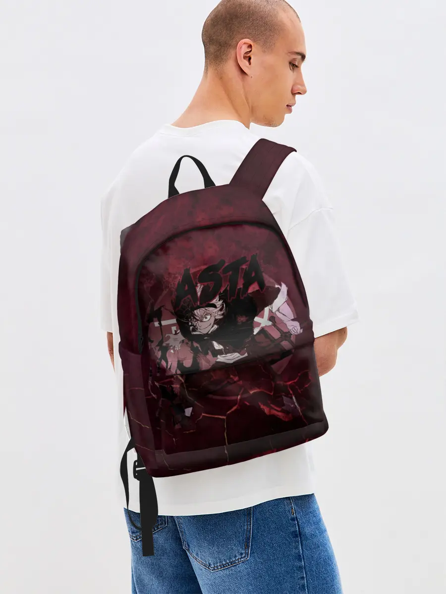 Рюкзак джинсовый / Аста Черный клевер Red style