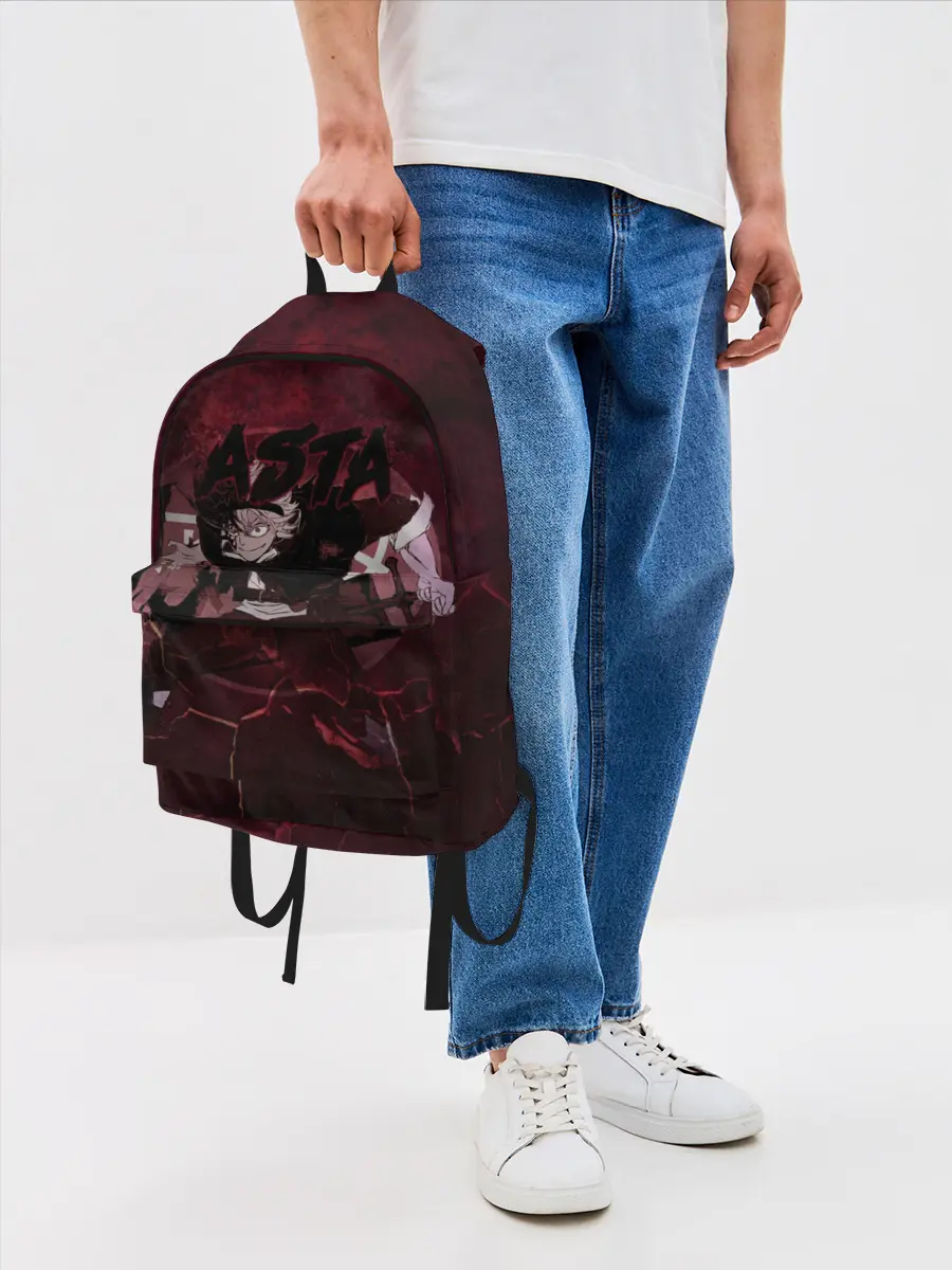 Рюкзак джинсовый / Аста Черный клевер Red style