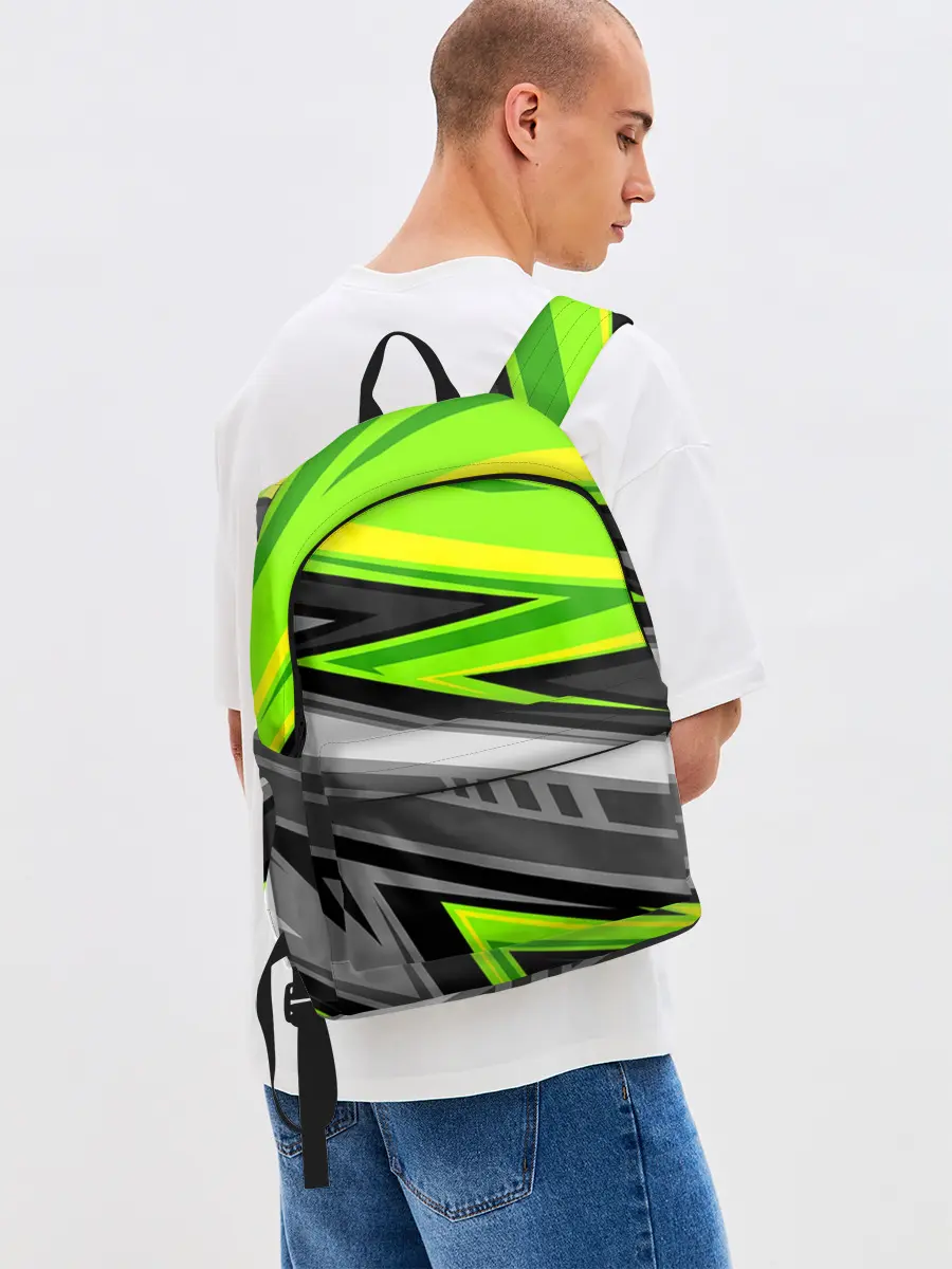 Рюкзак джинсовый / Зеленые линии