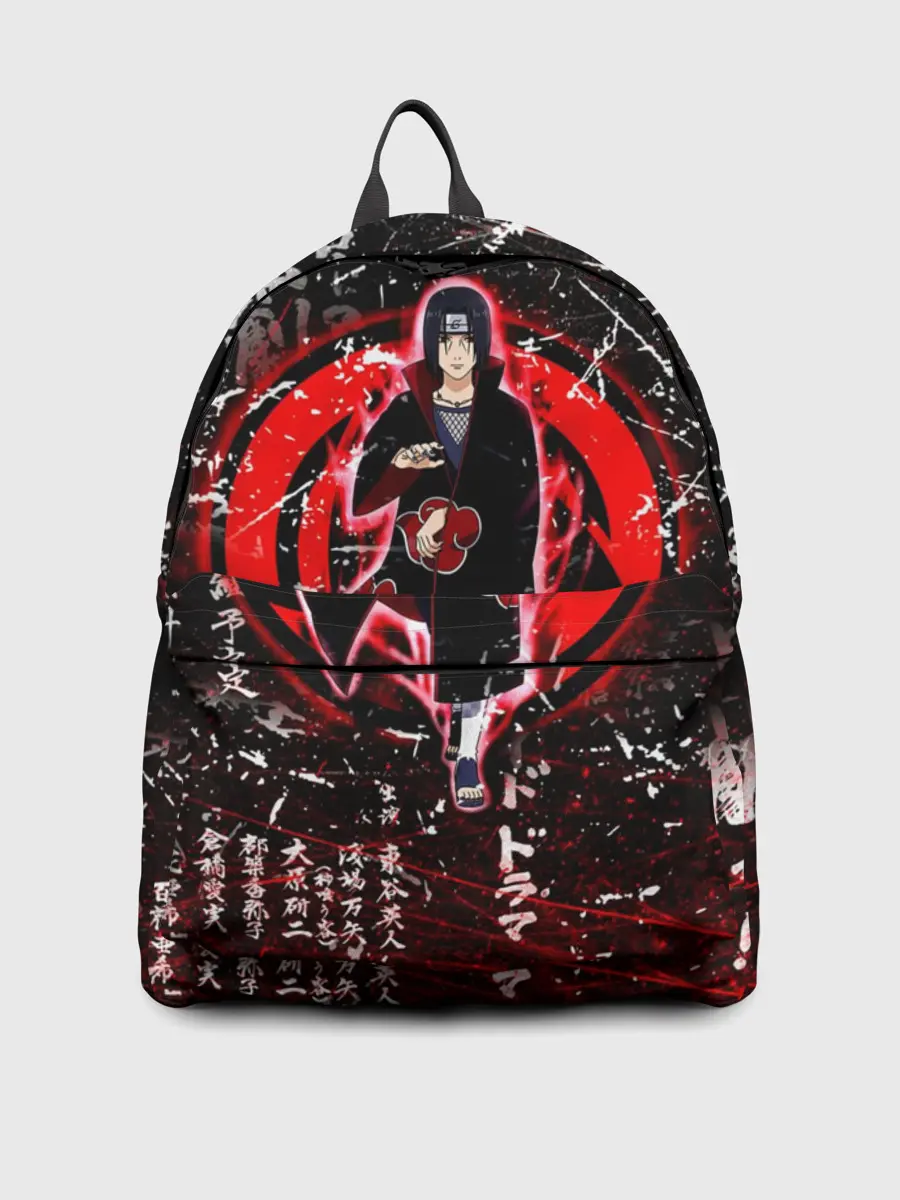 Рюкзак джинсовый / ИТАЧИ УЧИХА ИЕРОГЛИФЫ гранж